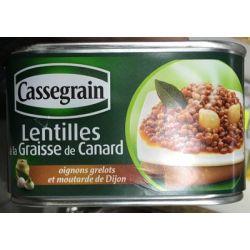 Cassegrain Lentilles Cuisinées Façon Sud Ouest, Graisse De Canard Et Oignons Grelots 410G