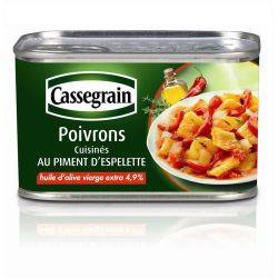 Cassegrain Poivrons Cuisinés Au Piment D'Espelette À L'Huile D'Olive Vierge Extra 4,9% 375G