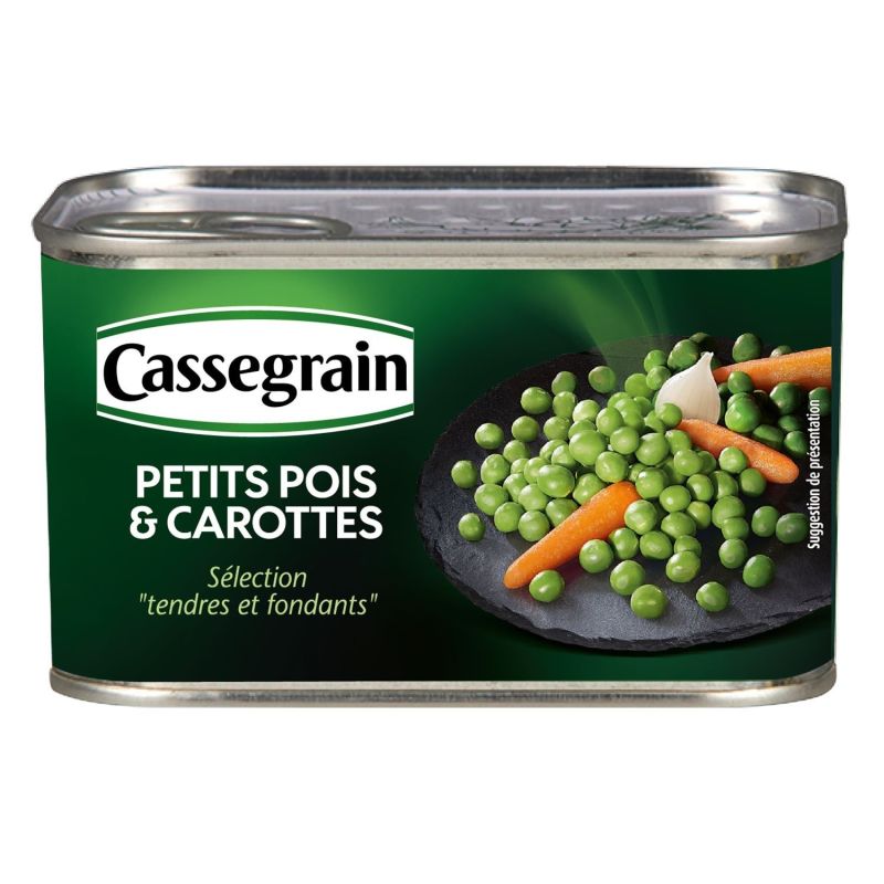 Cassegrain Petits Pois Carottes : La Boite De 265 G Net Égoutté