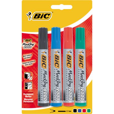 Bic 4 Marqueurs Permanent Asst