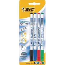 Bic Lot De 4 Marqueurs Effaçables Velleda 1721 Pointe Ogive Fine Couleurs