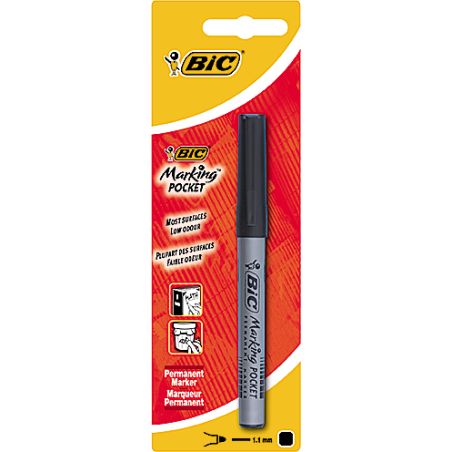 Bic Marking Fine Ecolutions Marqueur Permanent À Pointe Conique Noir, Blister De 1