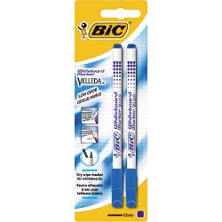 Bic Velleda 1721 Feutres Effaçables À Sec Bleu, Blister De 2