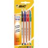 Bic Stylos-Bille Pointe Moyenne Bleu/Noir/Rouge/Vert Cristal Grip (Lot De 4)