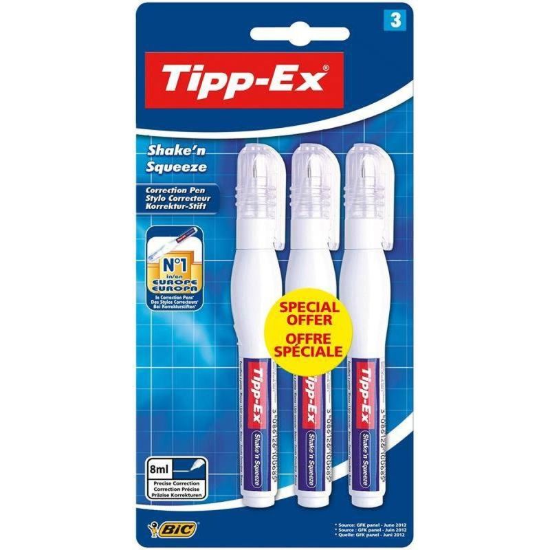 Tipp Ex Tippex 3 Stylos Shaken Sq 8Ml