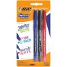 Bic Stylos Gel Effaçables Pointe Moyenne Bleu/Noir/Rouge Gel-Ocity Illusion (Lot De 3)