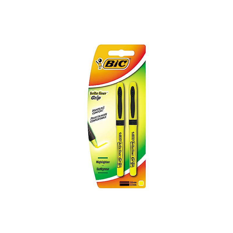 Bic 2 Surlig.Brite Grip Jaune
