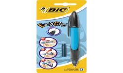 Bic Easyclic Stylo Roller Pointe Fine (0,7 Mm) - Corps Rouge Ou Rose, Blister De 1 + Cartouche D'Encre Courte Bleue