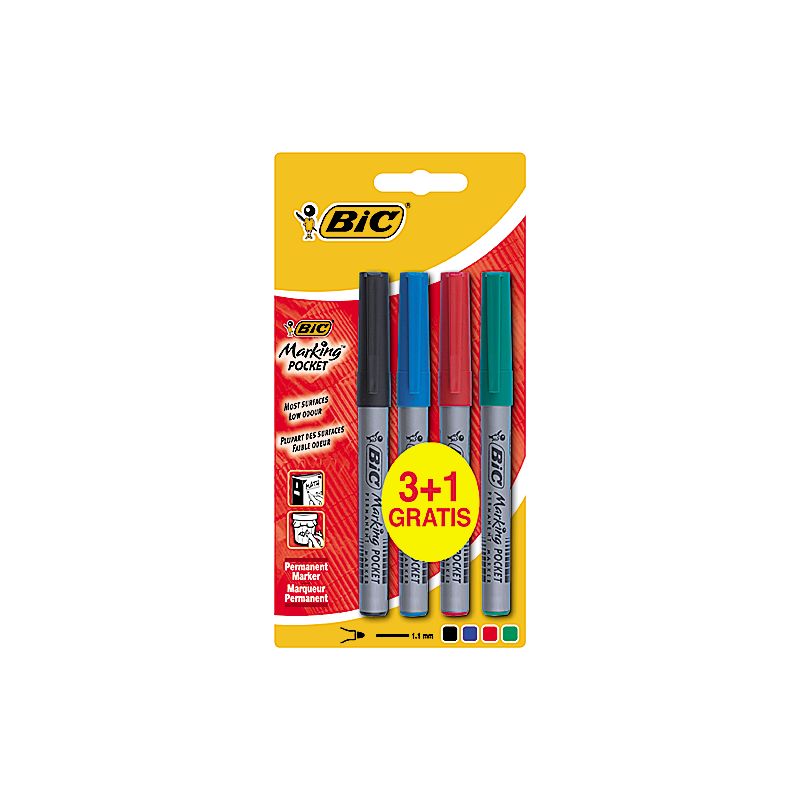 Bic Bic3+1 Marq Perm Pocket N/B/R