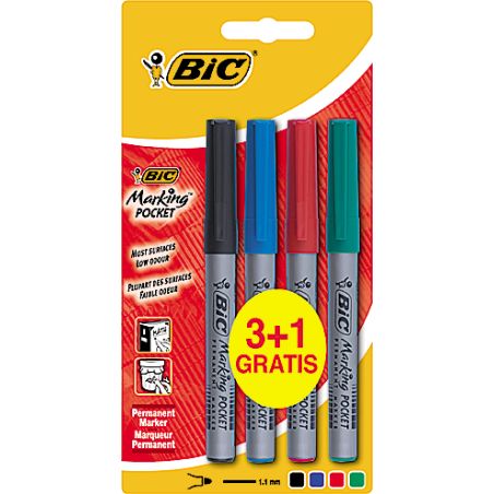 Bic Bic3+1 Marq Perm Pocket N/B/R