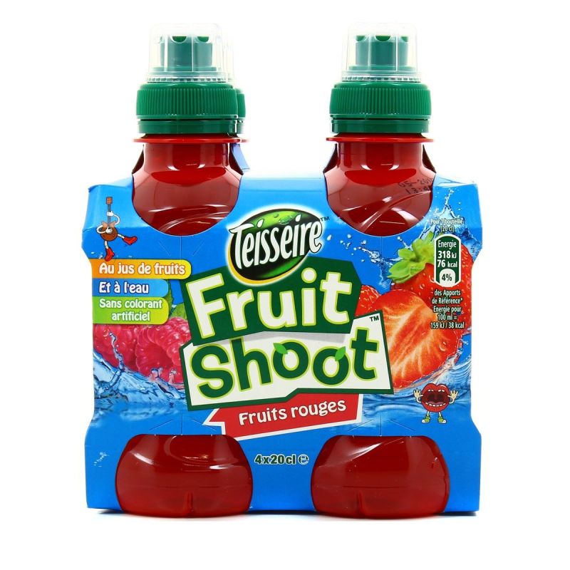 Teisseire Boisson Aux Fruits Rouges Fruit Shoot : Le Pack De 4 Bouteilles 20Cl