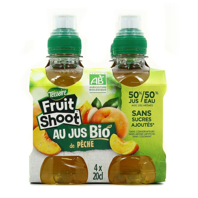 Teisseire Fruit Shoot Boisson Bio Au Jus De Pêche Bouteilles 4X20Cl