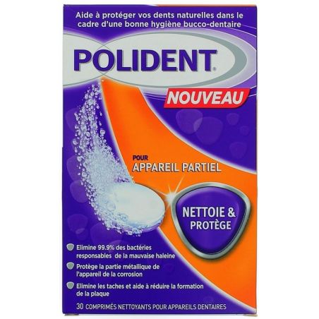 Polident 30 Comprimes Nettage Partiel