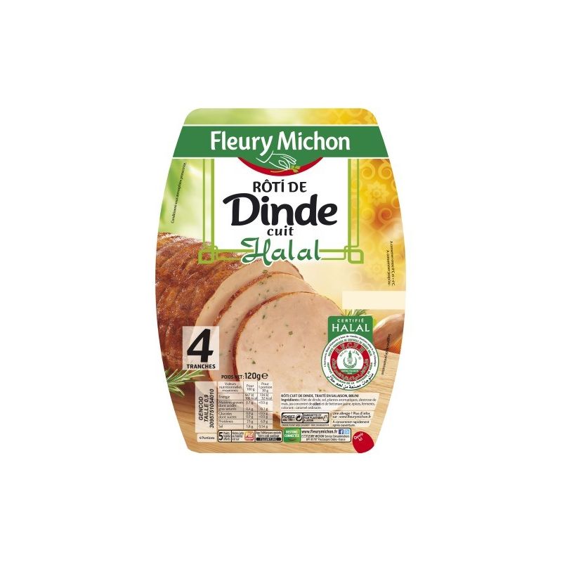 Fleury Michon 120G 4 Tranches Roti De Dinde Halal