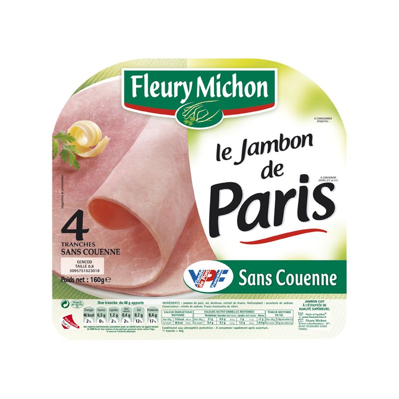 Fleury Michon 160G 4 Tranches Jambon De Paris Sans Couenne
