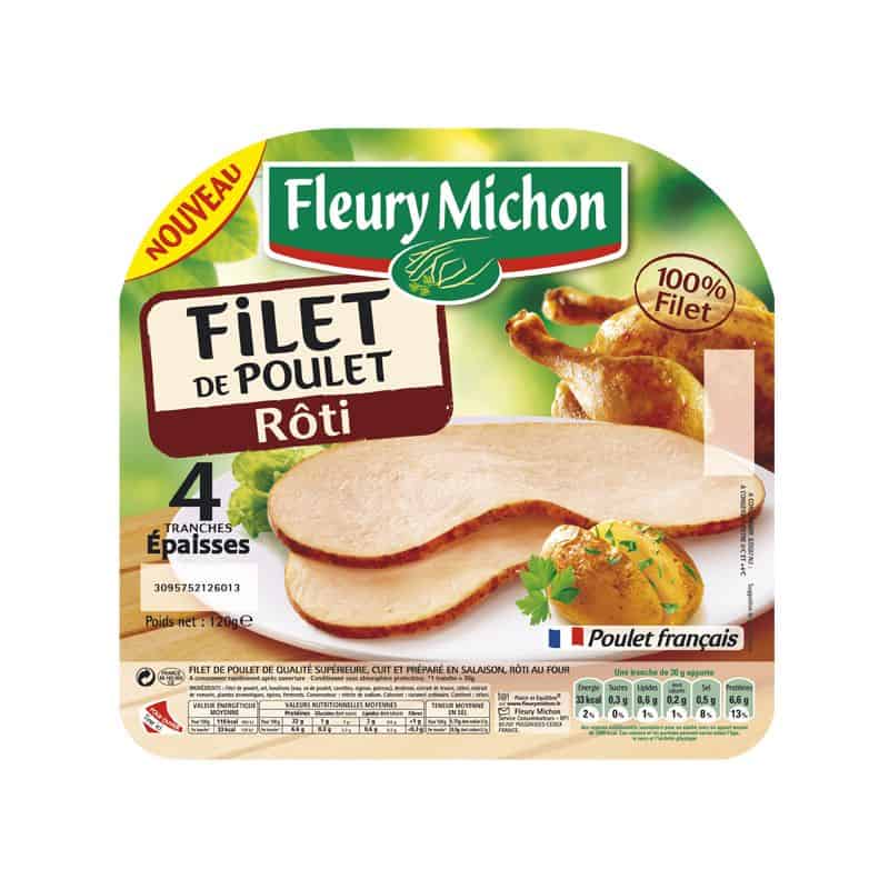 Fleury Michon Filet De Poulet Rôti Tranches Épaisses X4 120G