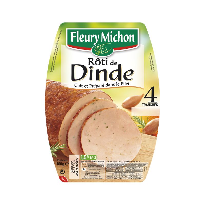 Fleury Michon 160G 4 Tranches Roti Dinde Dansle Filet
