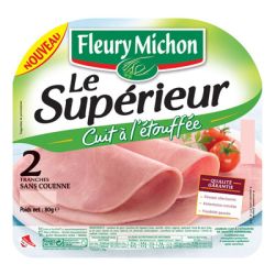 Fleury Michon 80G 2 Tranches Jambon Le Superieur Sans Couenne Etouffee Lichon