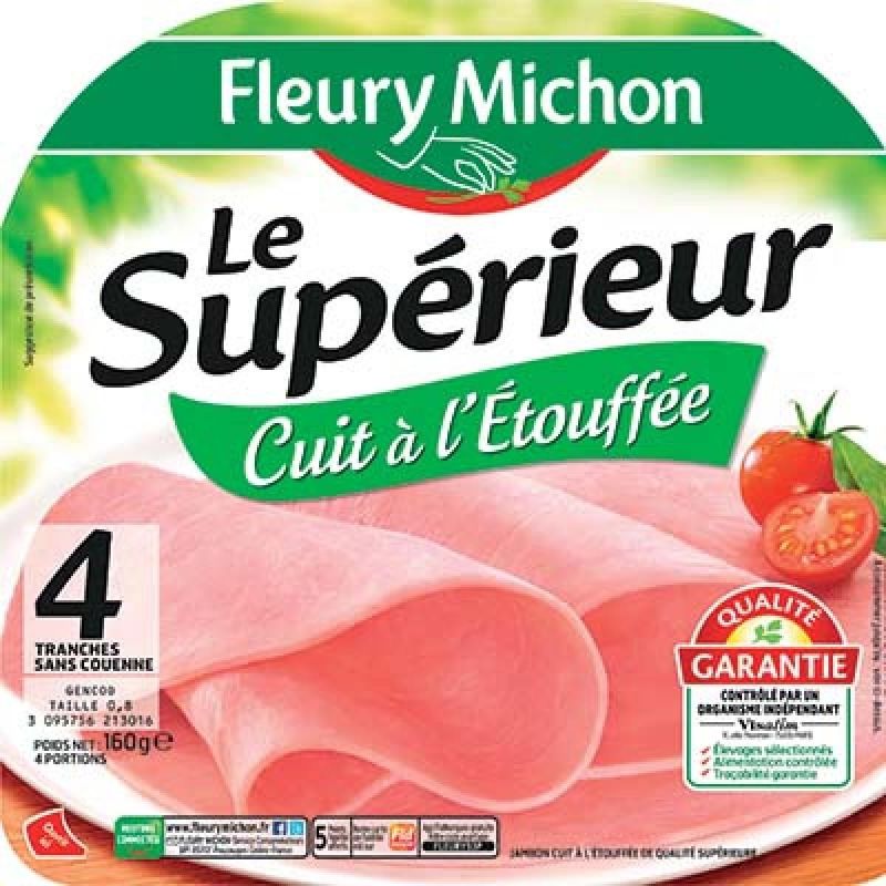 Fleury Michon 160G 4 Tranches Jambon Le Superieur Sans Couenne Etouffee