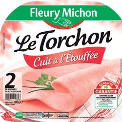 Fleury Michon 80G 2 Tranches Jambon Le Torchon Sans Couenne Etouffee