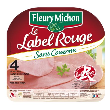 Fleury Michon 160G 4 Tranches Le Jambon Label Rouge