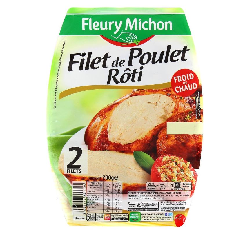 Fleury Michon 2X100G Filet Poulet Roti F.Mic