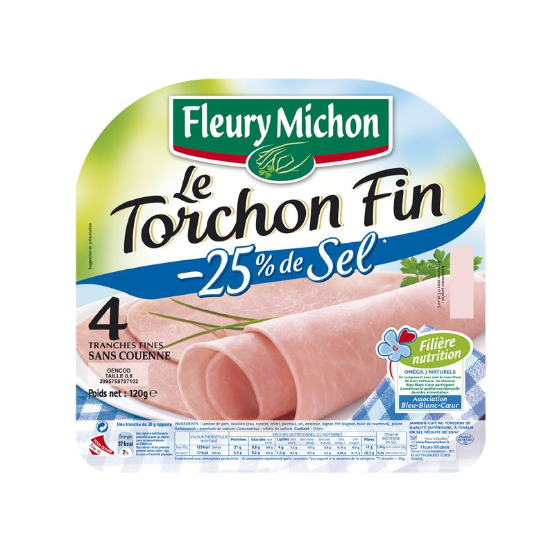 Fleury Michon 120G 4 Tranches Jambon Torchon Fin