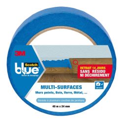 Scotch Ruban Masquer Multi-Couches Multi-Surfaces Bleu 40Mx48Mm : Le