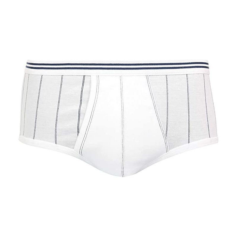 Eminence Slip À Rayures Taille Haute Homme Ouvert Pur Coton Blanc T4