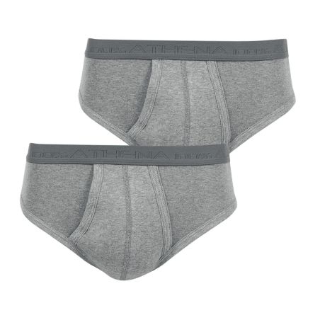 Athena Lot De 2 Homme Slips Taille Haute Ouverts Coton Bio Gris Chine 4