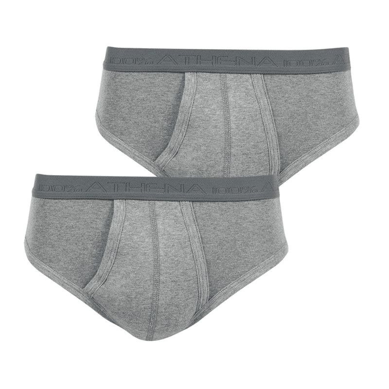 Athena Lot De 2 Homme Slips Taille Haute Ouverts Coton Bio Gris Chine 7