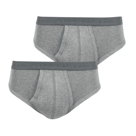 Athena Lot De 2 Homme Slips Taille Haute Ouverts Coton Bio Gris Chine 7