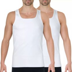 Athena Lot De 2 Débardeurs Homme Coton Bio Blanc Taille Medium