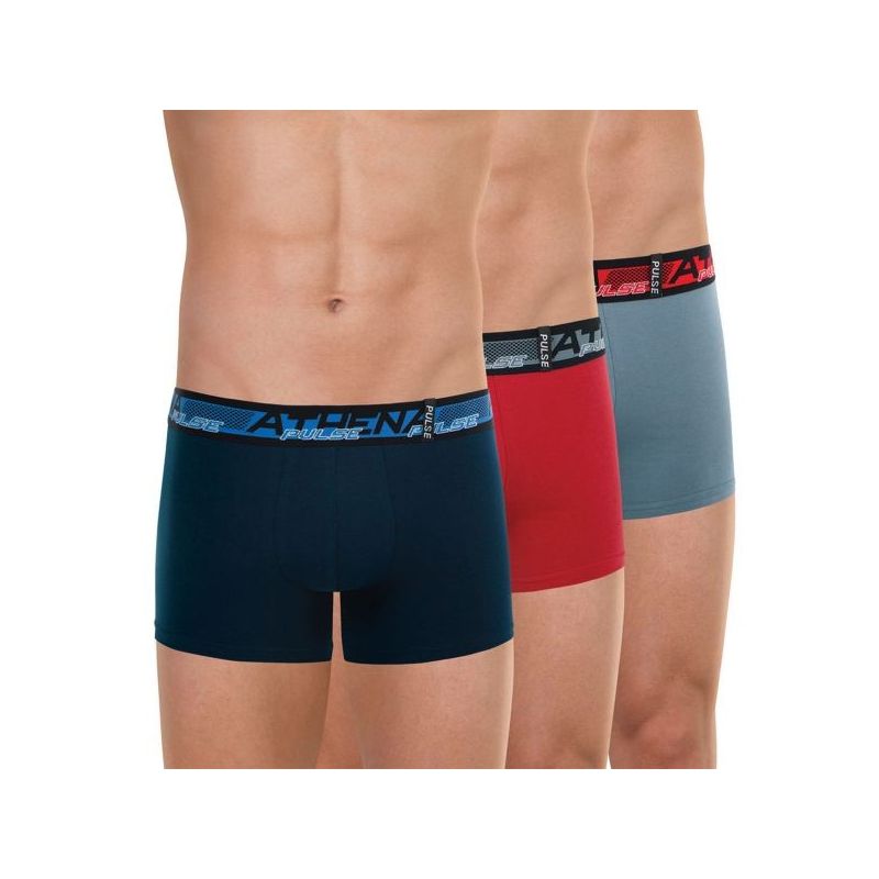 Athena Lot De 3 Boxers Pulse Homme Marine/Rouge/Gris T4