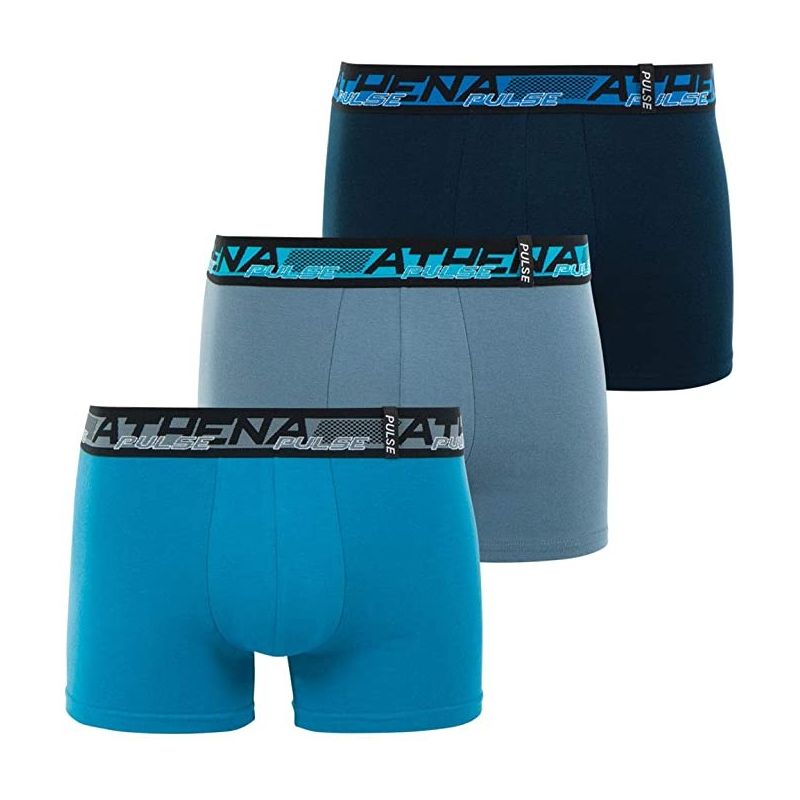 Athena Lot De 3 Boxers Pulse Homme Bleu/Gris/Marine T2
