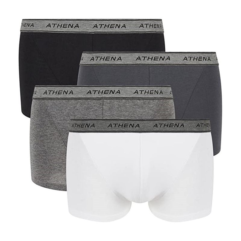 Athena Basic Boxeur Homme Lot De 4 Anthracite/Gris Chine/Noir/Blanc T4