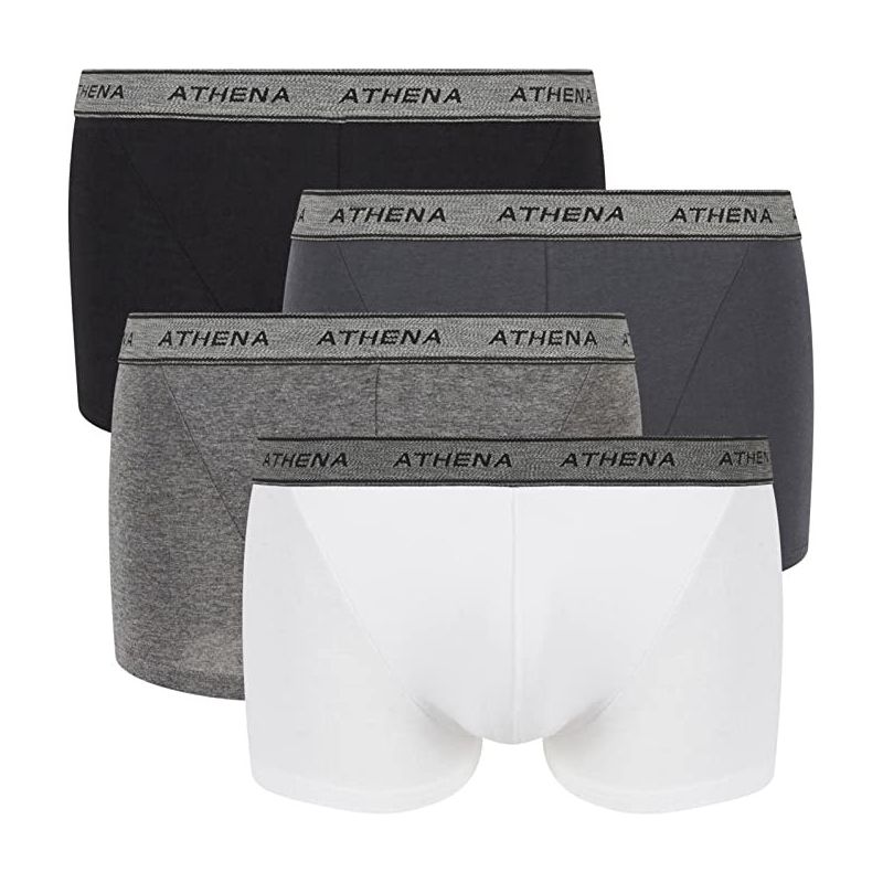 Athena Basic Boxeur Homme Lot De 4 Anthracite/Gris Chine/Noir/Blanc T8