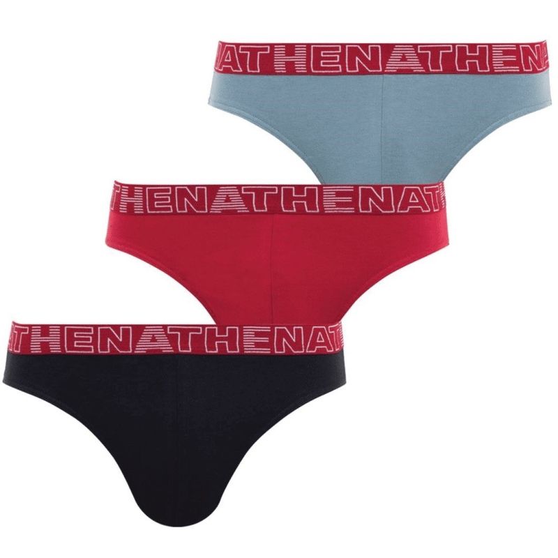 Athena Lot De 3 Slips Homme Basic Color Noir/Bordeaux/Gris T4