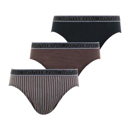 Athena Slip Homme Rouge Taille Basse Tonic T7 : Le Lot De 3 Slips