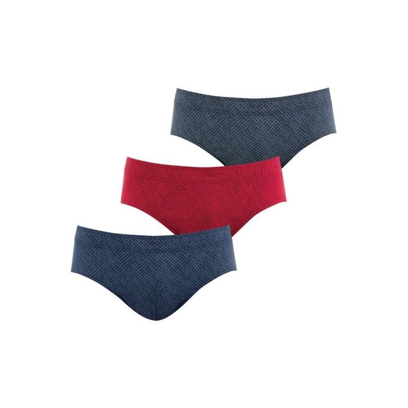 Eminence Lot De 3 Slips Taille Basse Homme Motif Marine/Rouge/Anthracite T4