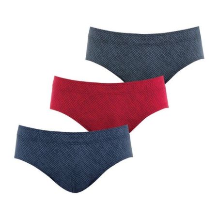 Eminence Lot De 3 Slips Taille Basse Homme Motif Marine/Rouge/Anthracite T5