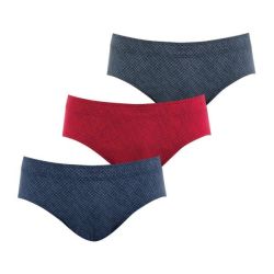 Eminence Lot De 3 Slips Taille Basse Homme Motif Marine/Rouge/Anthracite T6