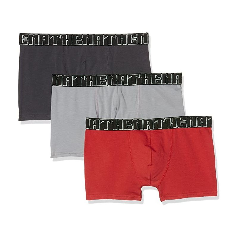 Athena Lot De 3 Boxers Pour Homme Easy Chic Anthracite/Coquelicot/Gris T2