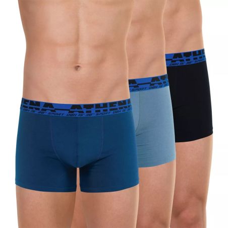 Athena Lot De 3 Boxers Homme Coton Easysport Bleu-Gris-Noir T2