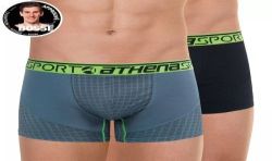 Athena Lot De 2 Boxers Homme Running Imprimé Losange-Noir T4