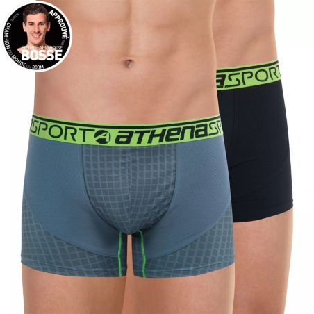 Athena Lot De 2 Boxers Homme Running Imprimé Losange-Noir T5