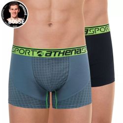 Athena Lot De 2 Boxers Homme Running Imprimé Losange-Noir T6