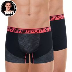 Athena Lot De 2 Boxers Homme Running Imprimé Cross-Noir T4