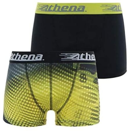 Athena Lot De 2 Boxers Pour Garçon Micro Perf Noir Jaune 10 Ans