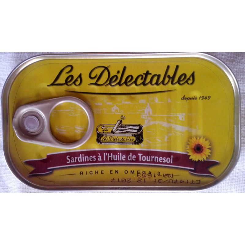 Les Délectables Sardines À L'Huile De Tournesol 125 G (Égoutté : 90 G)